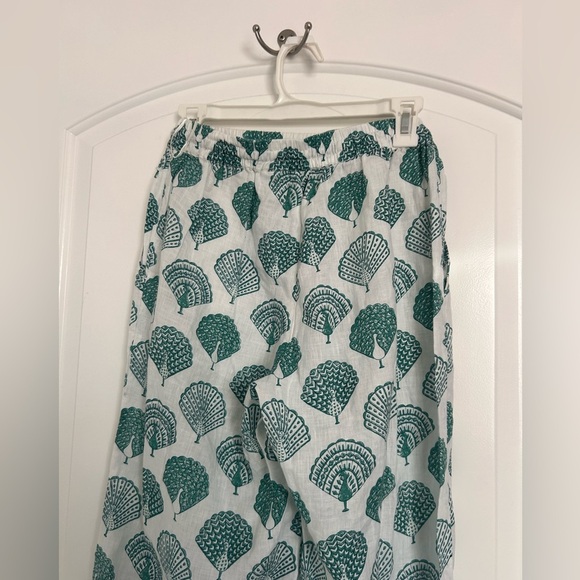 Roller Rabbit 100% Linen Wide leg PANTS PEACOCKS TYRA size extra small eclectic - Picture 11 of 14